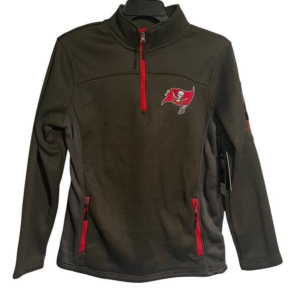 Tampa Bay Buccaneers NFL Team Apparel 1/4 Zip Pullover Mens S Pewter Waffle Knit - Picture 1 of 12